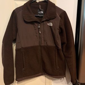 Brown North Face fleece jacket